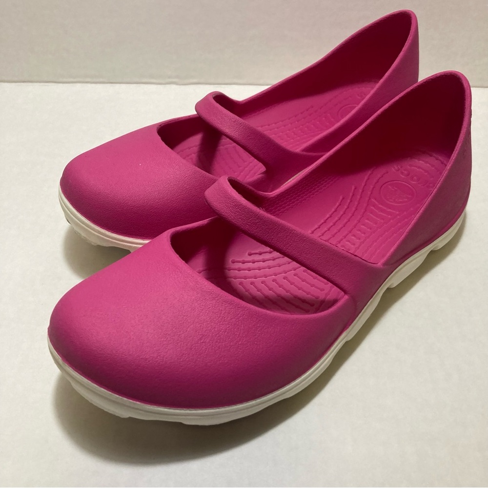 Crocs Women's Duet Sport Mary Jane Slip On Comfort Shoes Sz 7 hot pink white